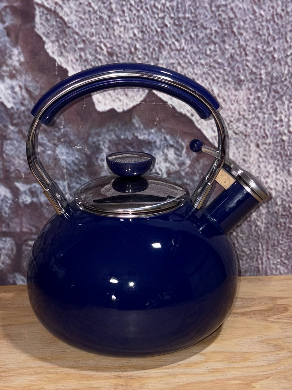 COPCO Odyssey Blue Enamel Whistling Teapot Kettle 2.25 Quarts - 9 Cups #0803